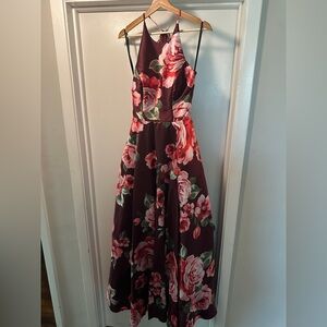 NWT - Floral/Burgandy Women’s Size 7 Floor Length Dress